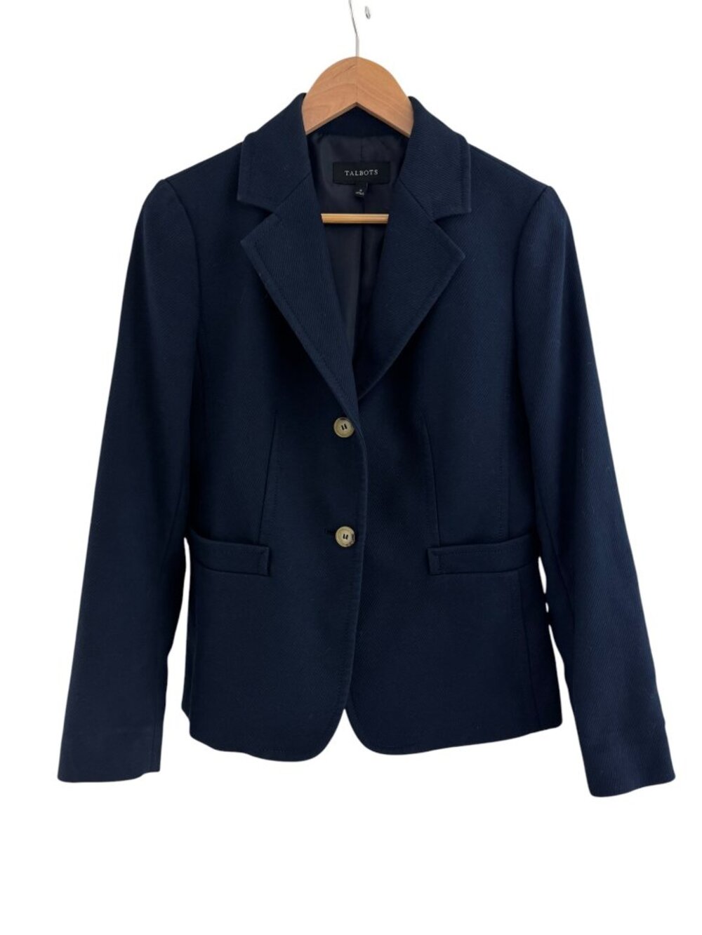 Talbots Navy Blue Lined Long Sleeve Timeless Classic Blazer Jacket Pockets Sz 6